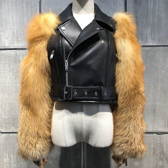Regina Genuine Leather and Natural Fur Coat