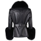 Jackie Vivienne Fox Fur Collar with Sheepskin Leather Coat
