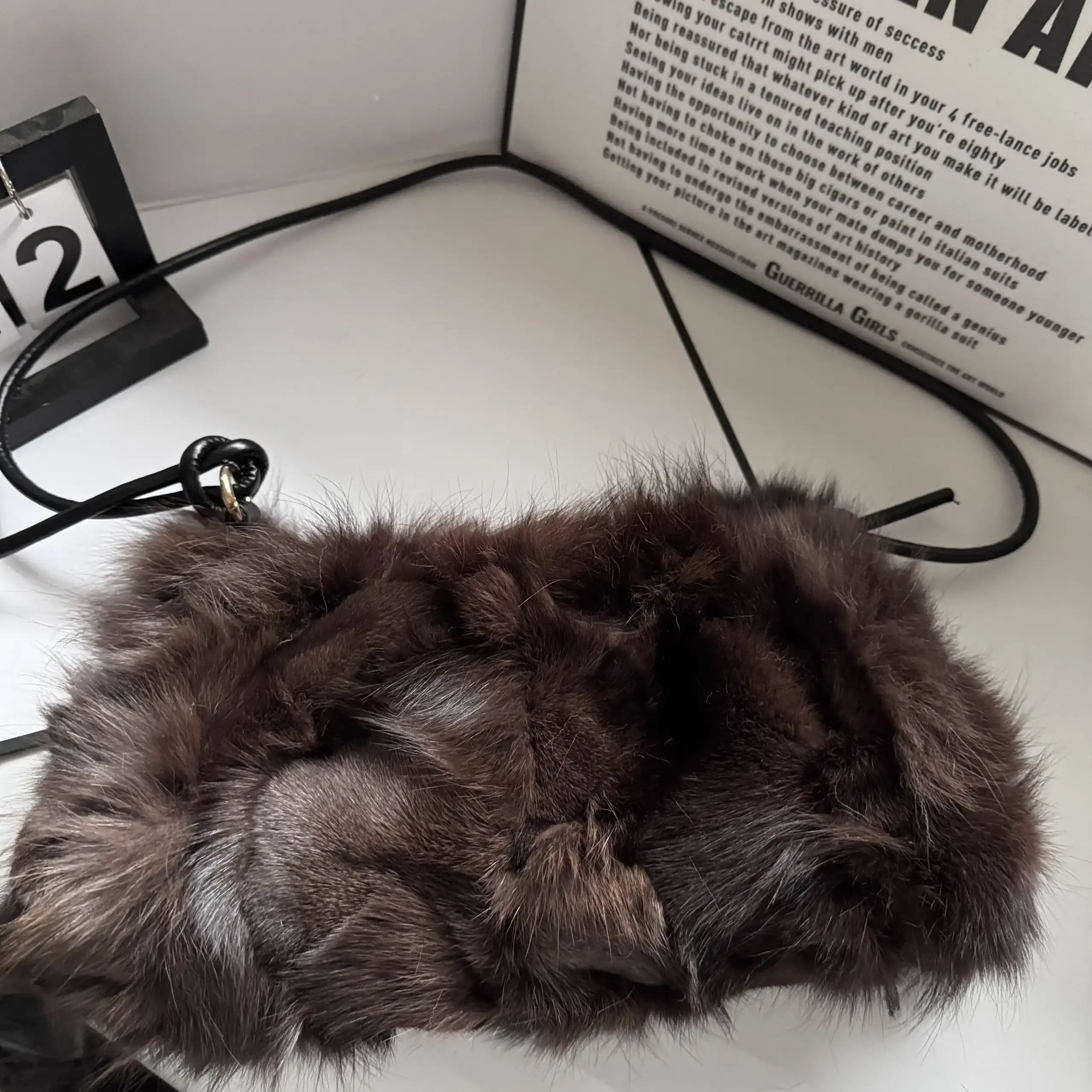 Winter Fox Fur Handbag Real Silver Fox Fur Elite