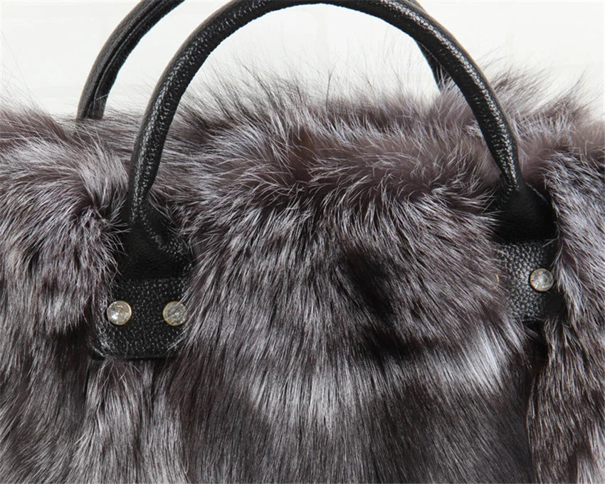 Real Fox Fur Tote Bag Designer Luxe Collection Exclusive