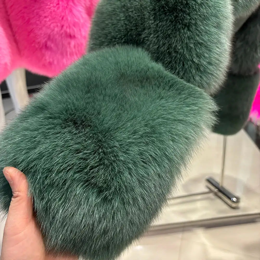 Serena Glow Cropped Fox Fur Coat