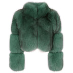 Brie Royale High Collar Fox Fur Cropped Coat