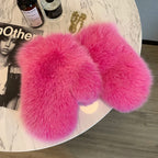 Fluffy fox fur gloves