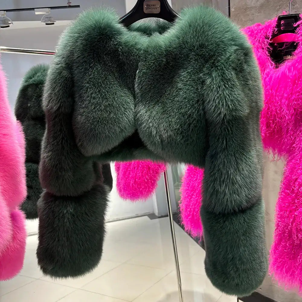 Serena Glow Cropped Fox Fur Coat