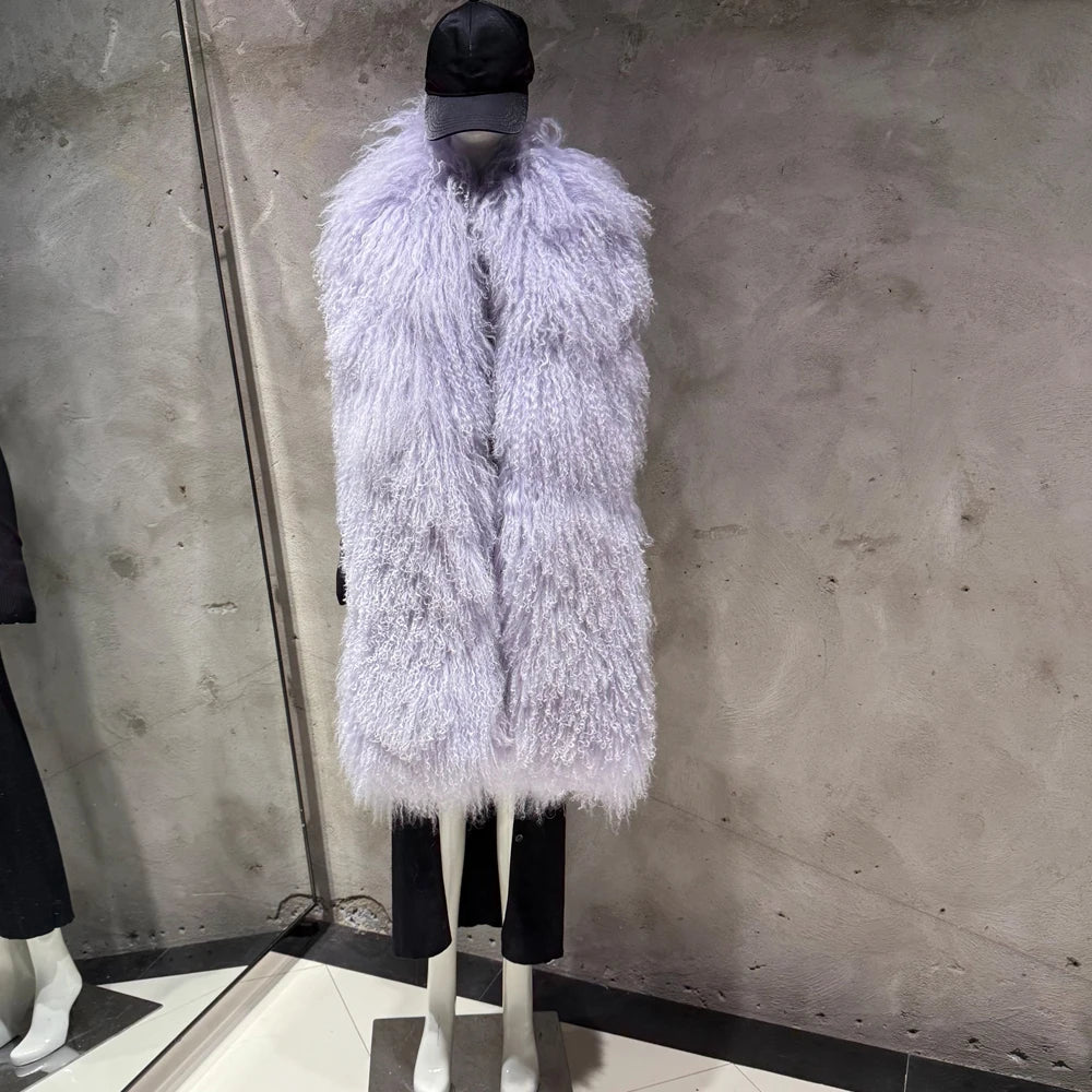 Sheep Fur Scarf - Mongolian Fur Shawl