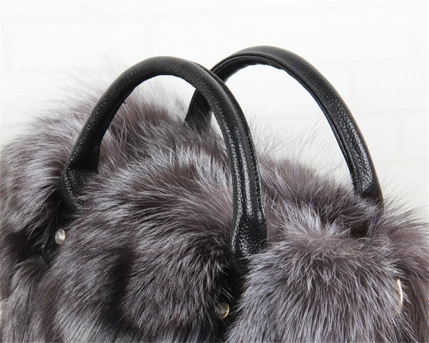 Real Fox Fur Tote Bag Designer Luxe Collection Exclusive