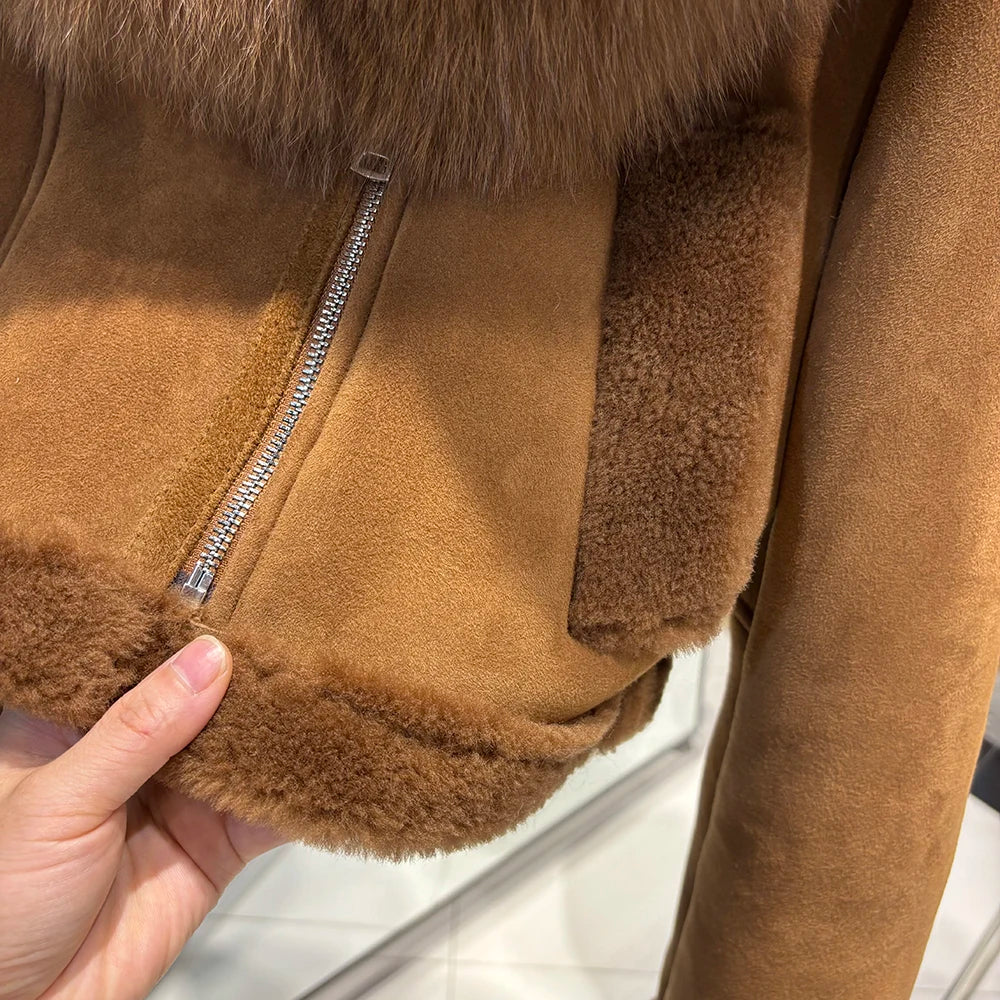 Nelly Shearling Coat With Hood