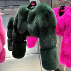 Serena Glow Cropped Fox Fur Coat