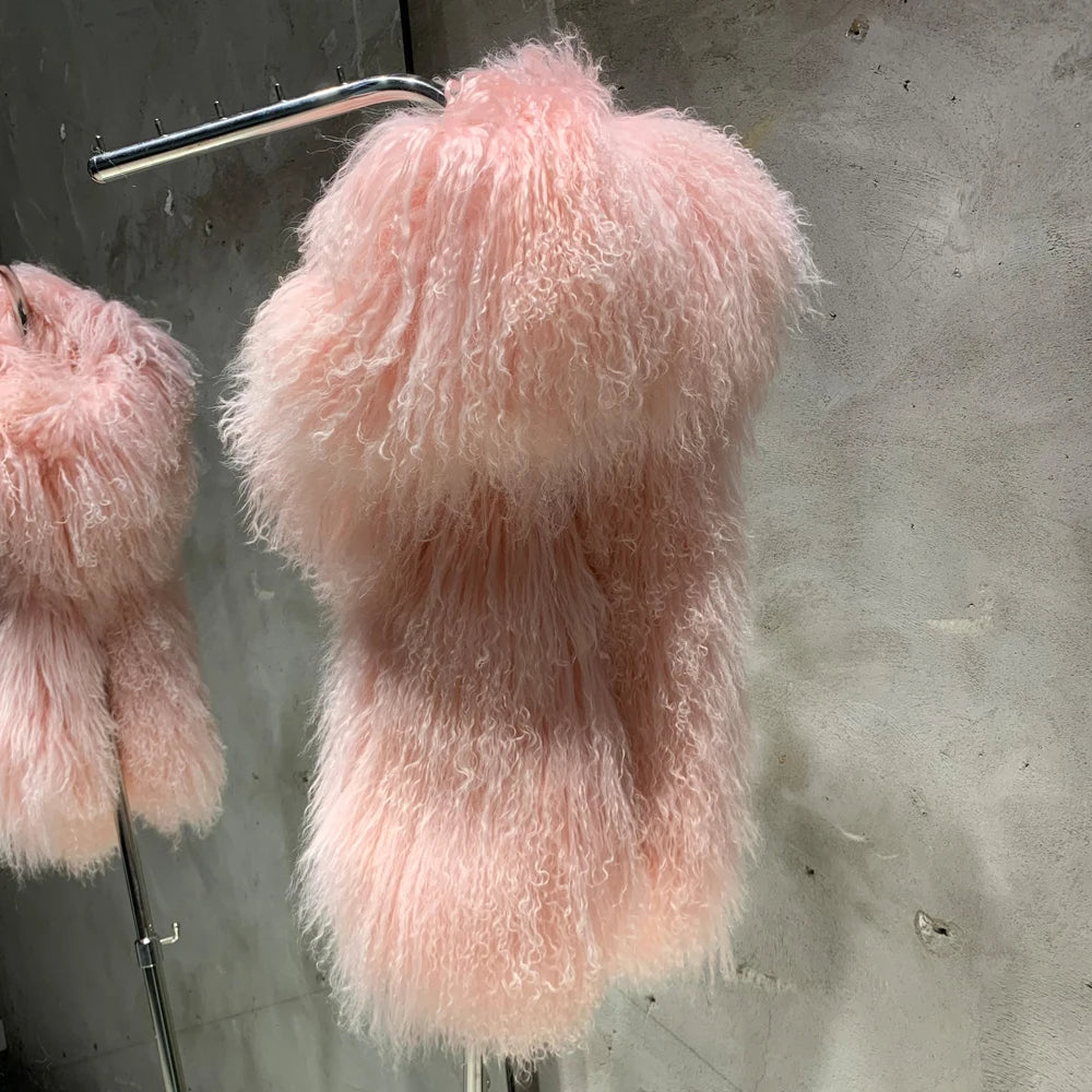 Sheep Fur Scarf - Mongolian Fur Shawl