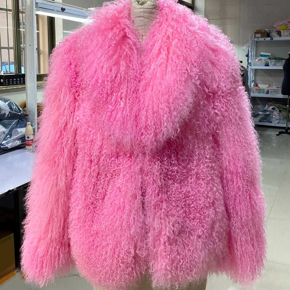 Anna Lisa Mongolia Fur Coat With Collar - La Vita Rosa