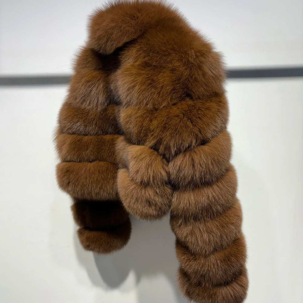 Anastasia Chic Cropped Fox Fur Coat - La Vita Rosa