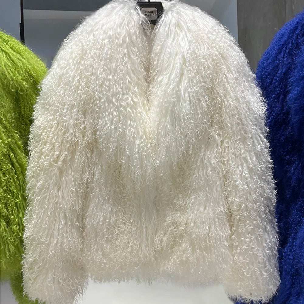 Anna Lisa Mongolia Fur Coat With Collar - La Vita Rosa