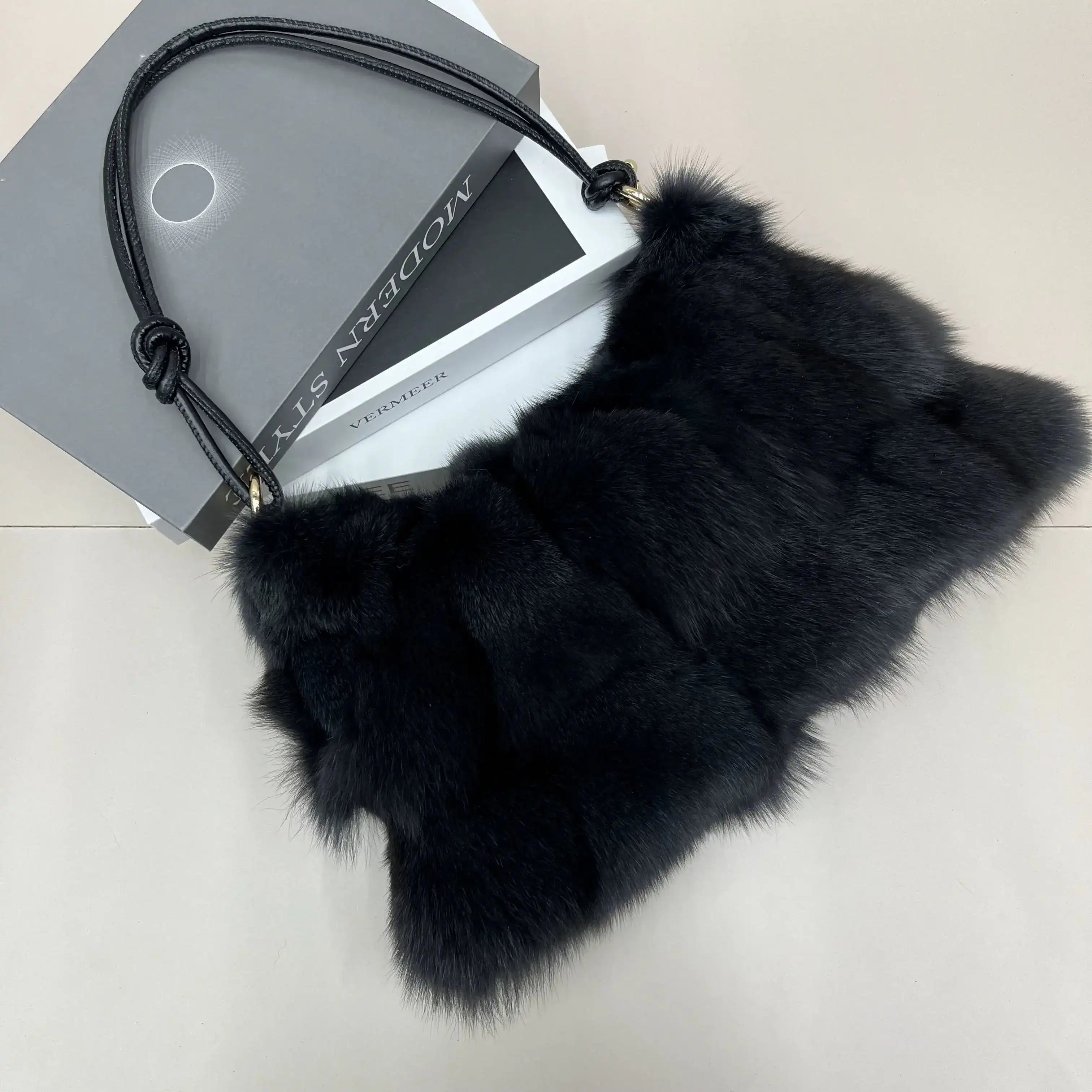 Winter Fox Shoulder Bag Real Silver Fox Fur Exclusive