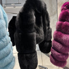Brie Royale High Collar Fox Fur Cropped Coat