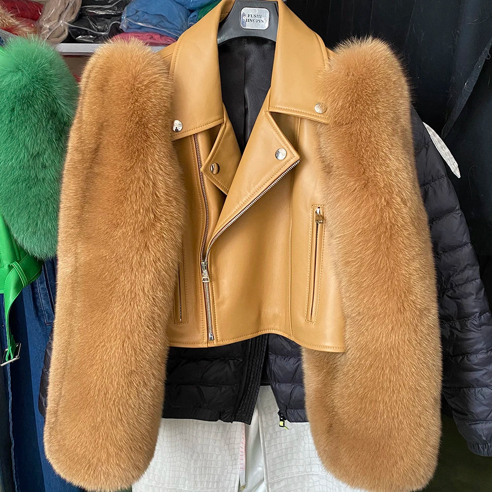 Regina Genuine Leather and Natural Fur Coat