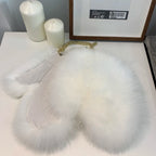 Fluffy fox fur gloves