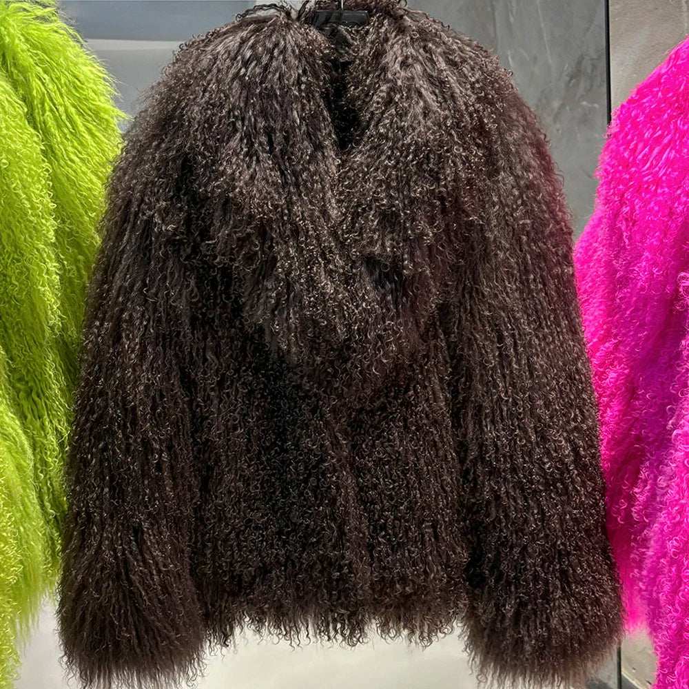 Anna Lisa Mongolia Fur Coat With Collar - La Vita Rosa