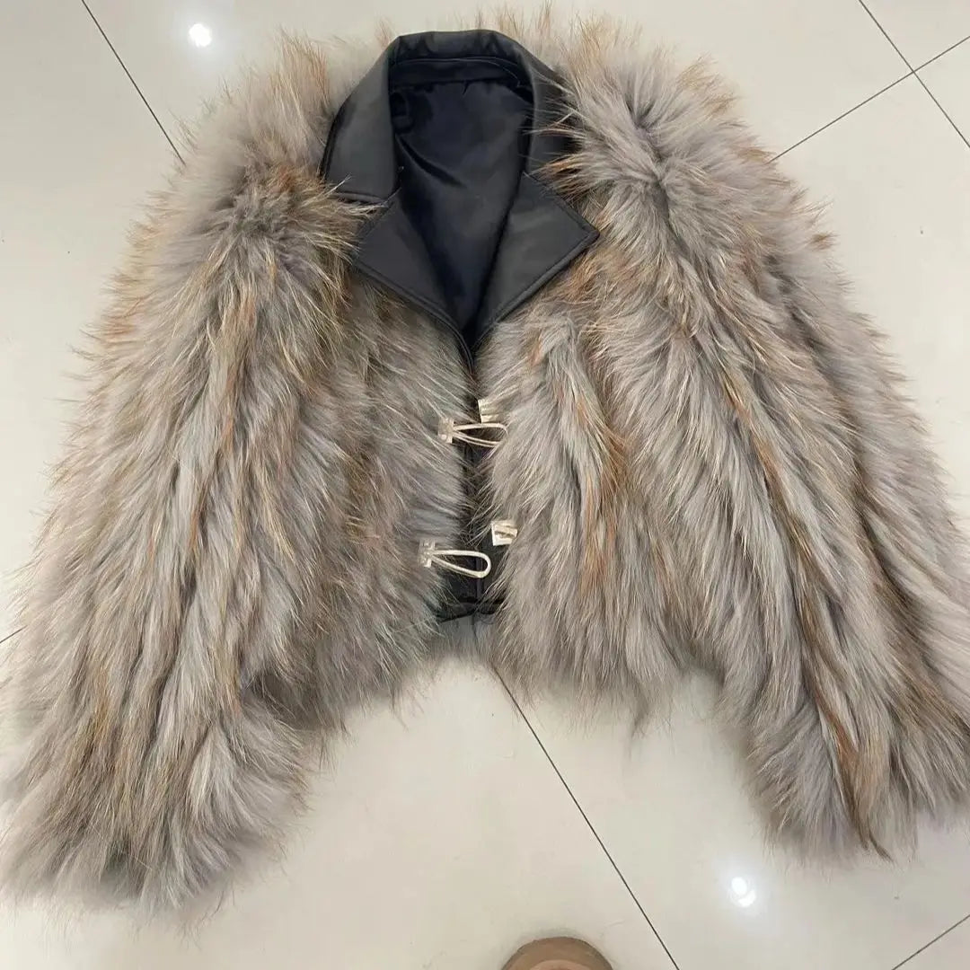 Quinn  Raccoon Fur and Genuine Leather Jacket