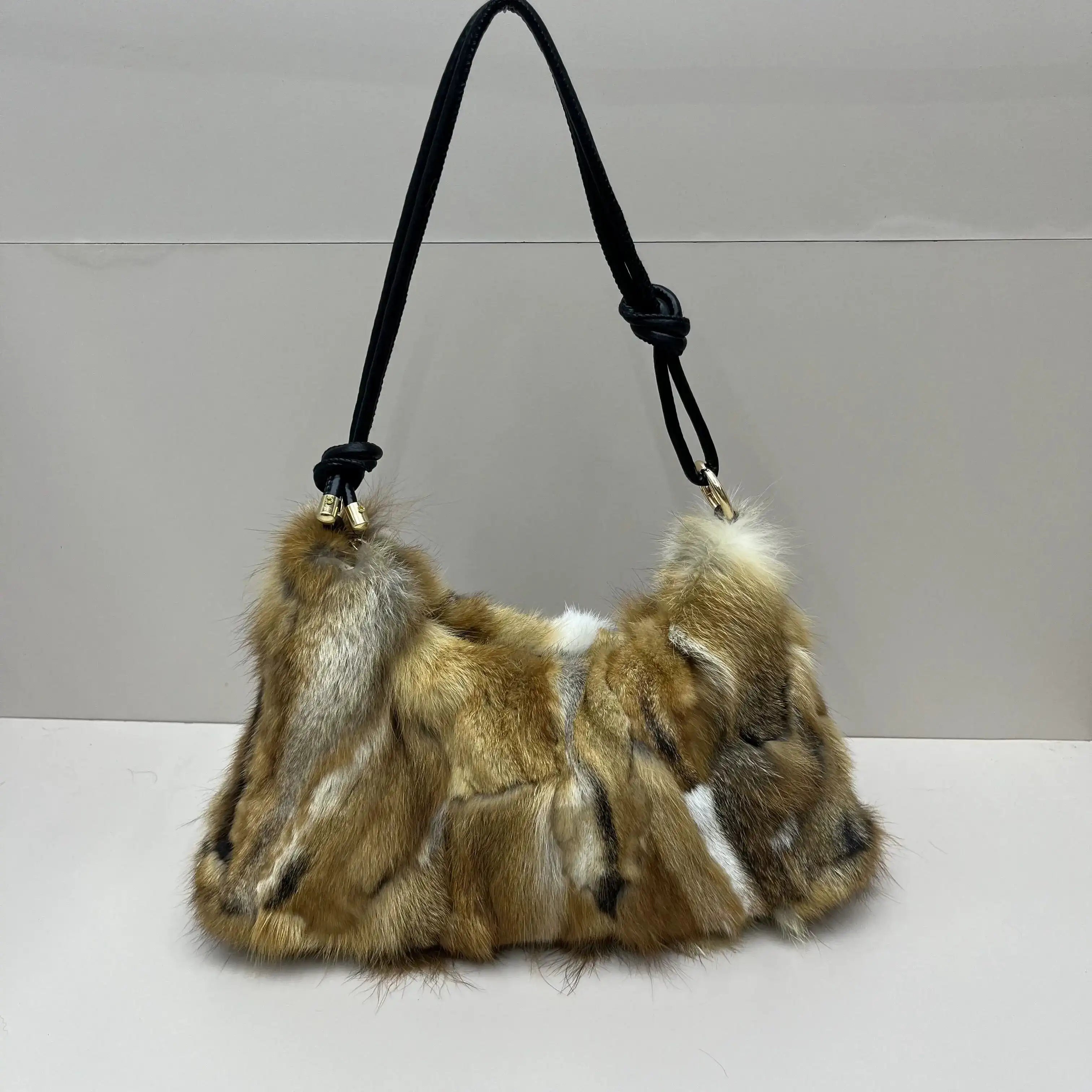 Winter Fox Fur Handbag Real Silver Fox Fur Elite