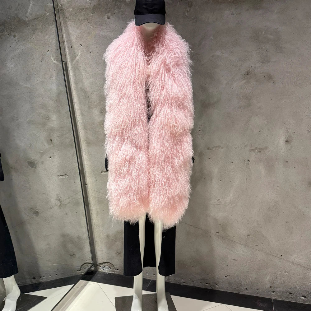 Sheep Fur Scarf - Mongolian Fur Shawl