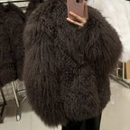 Anna Lisa Mongolia Fur Coat With Collar - La Vita Rosa