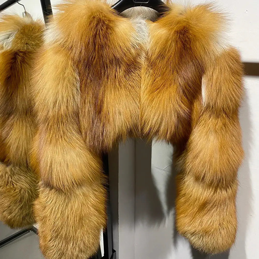Serena Glow Cropped Fox Fur Coat