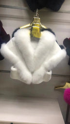 Structured Fox Fur Trimmed Rex Rabbit Poncho – Shorter, Cozy & Stylish