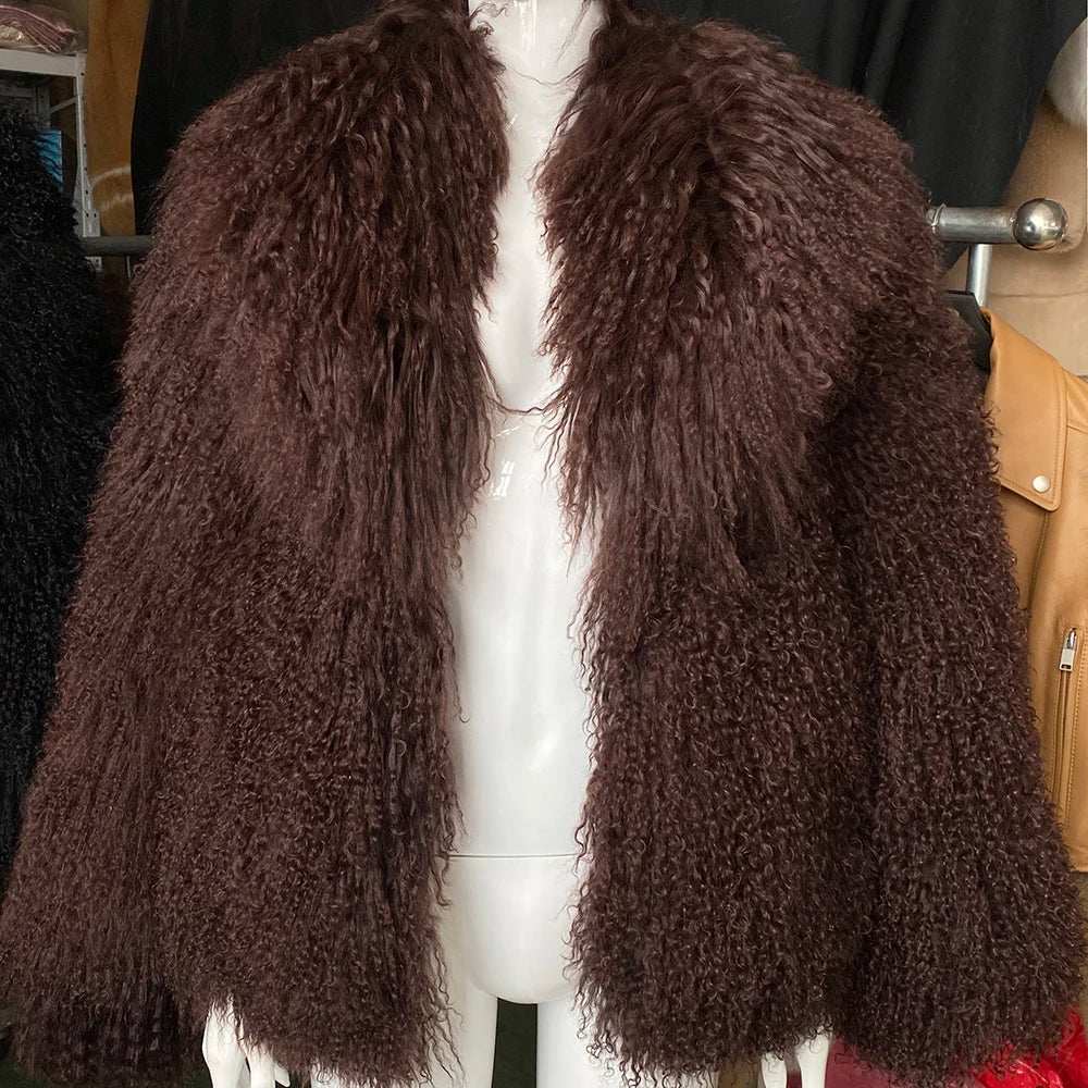 Anna Lisa Mongolia Fur Coat With Collar - La Vita Rosa