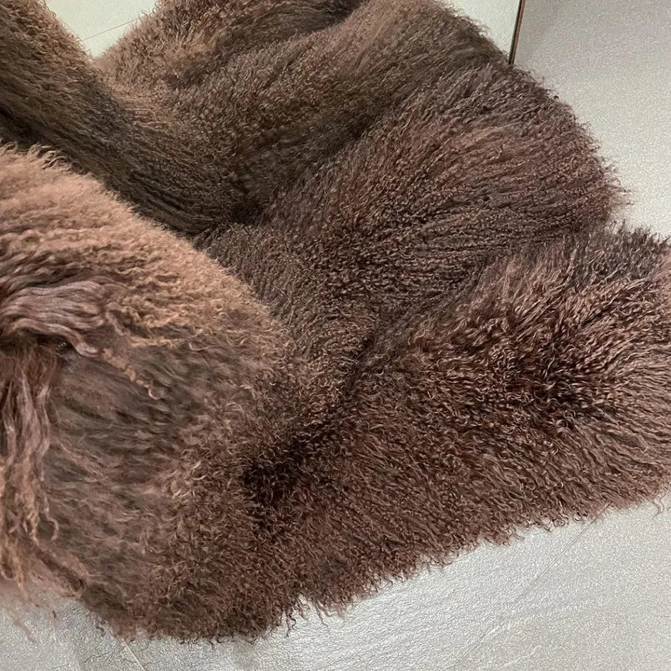 Sheep Fur Scarf - Mongolian Fur Shawl