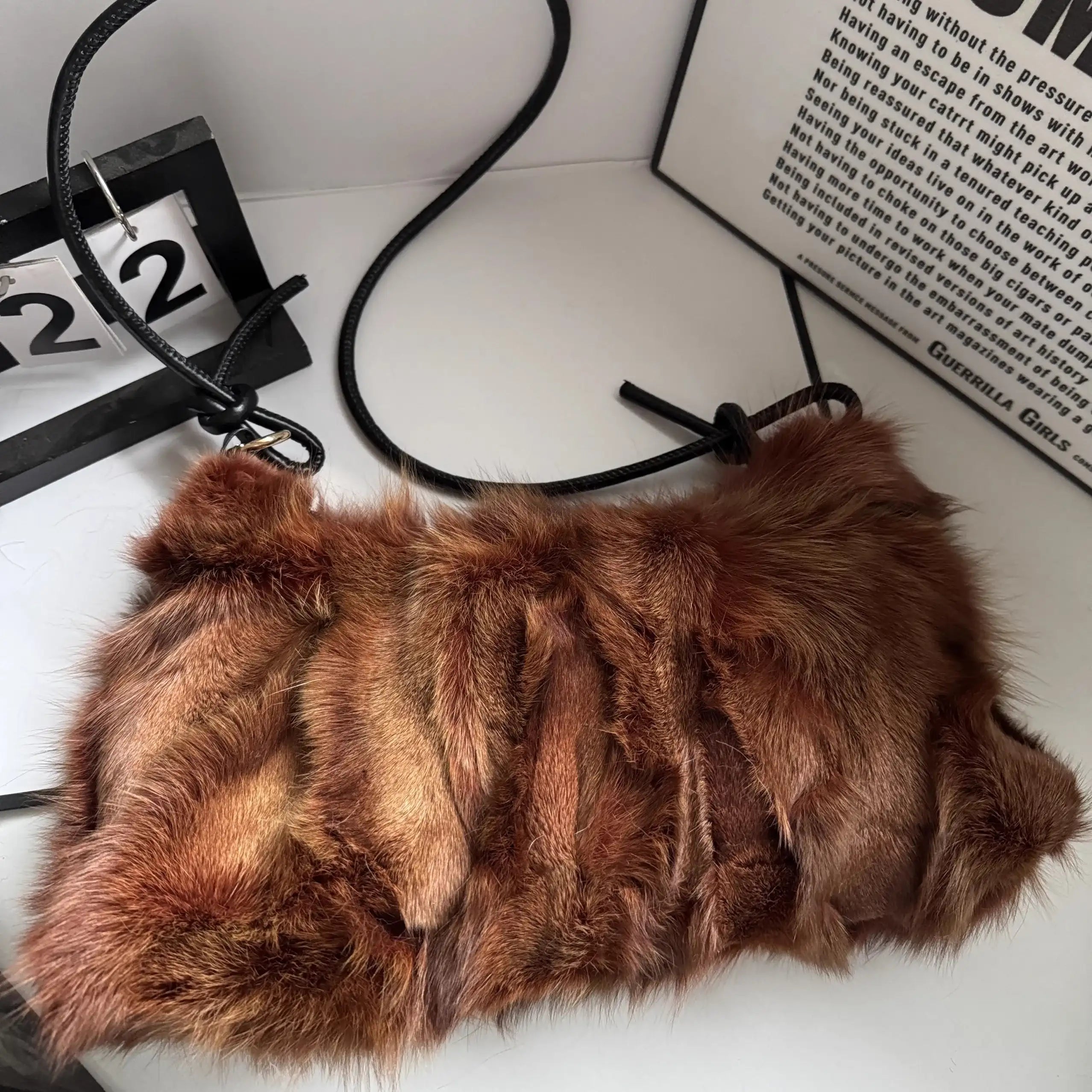 Winter Fox Shoulder Bag Real Silver Fox Fur Exclusive