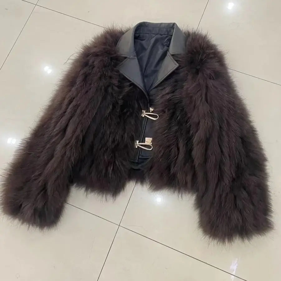 Quinn  Raccoon Fur and Genuine Leather Jacket