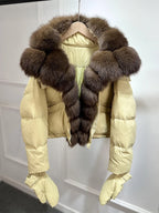 Jenny Luxury Down Jacket in Genuine Natural Fox Fur and White Duck Down