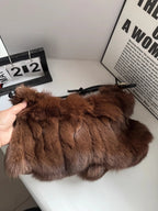 Winter Fox Shoulder Bag Real Silver Fox Fur Exclusive