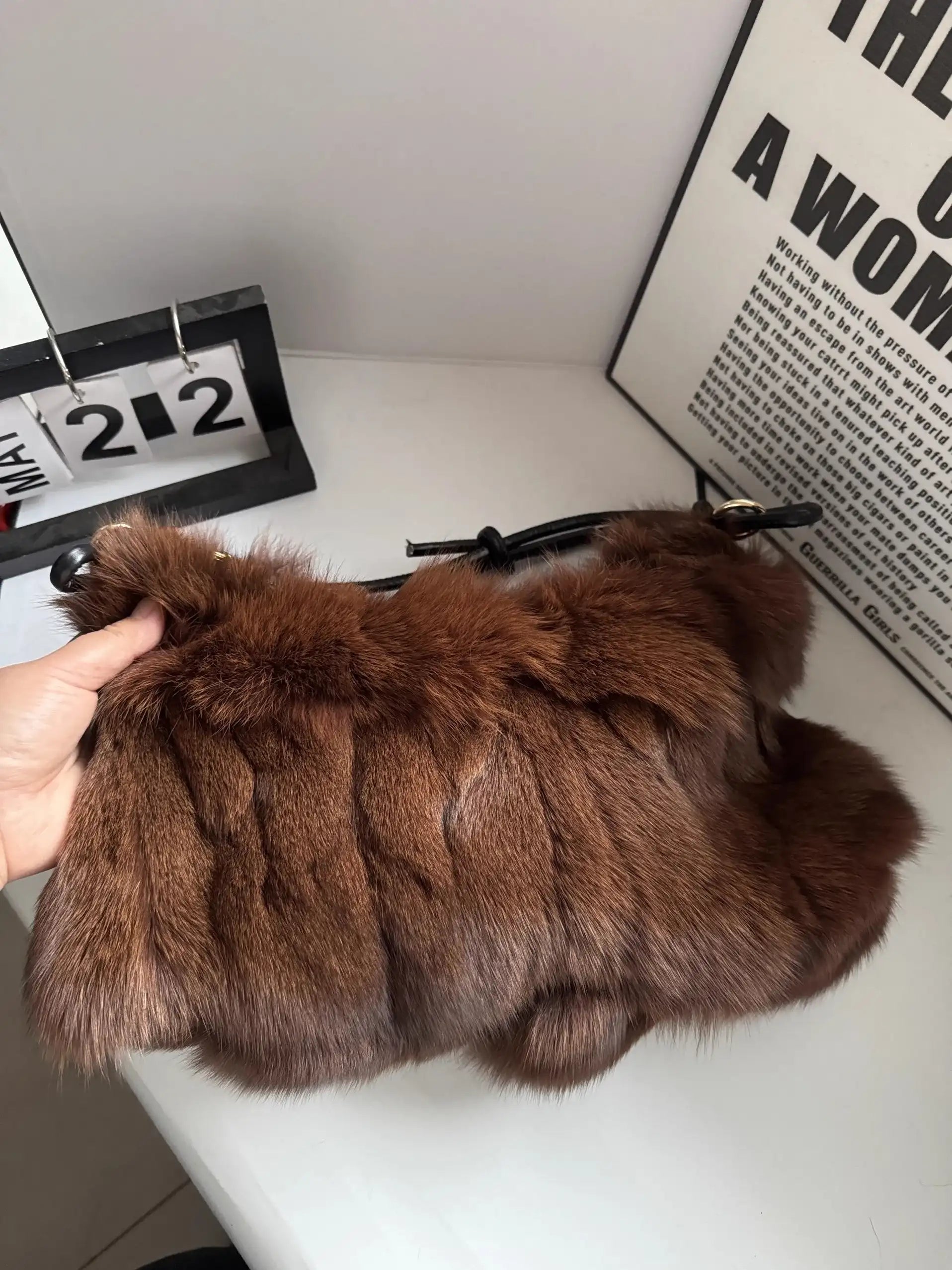 Winter Fox Shoulder Bag Real Silver Fox Fur Exclusive