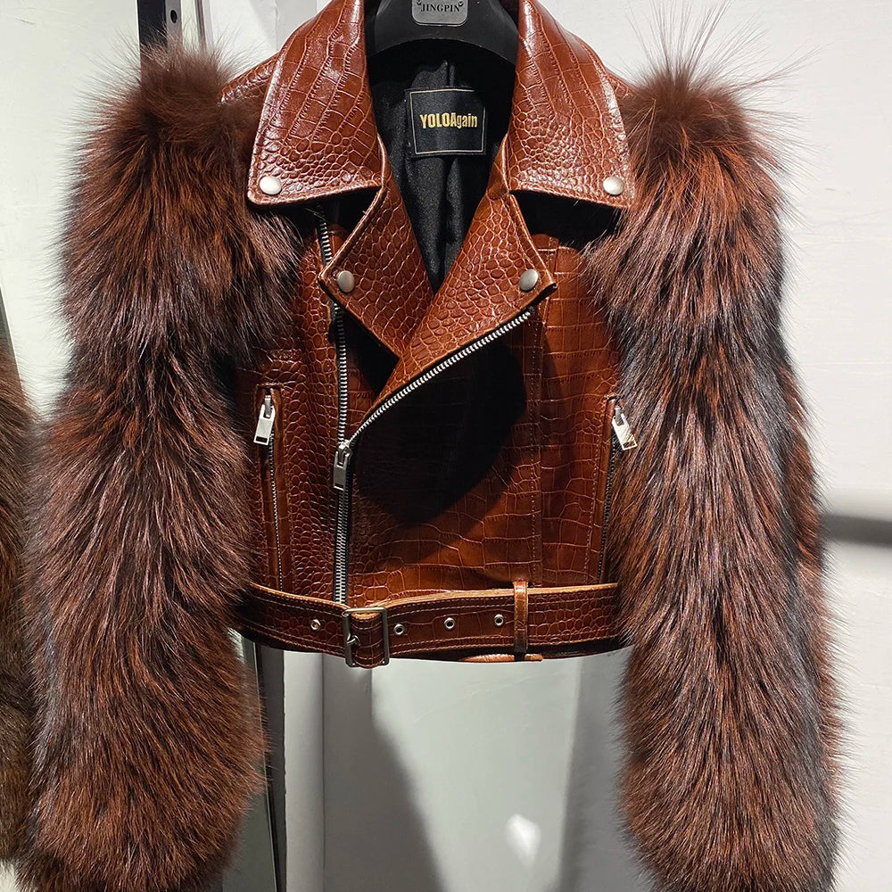 Regina Genuine Leather and Natural Fur Coat