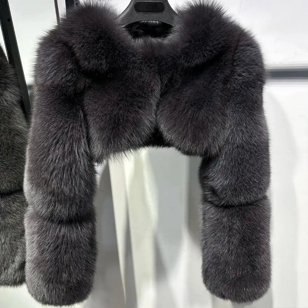 Serena Glow Cropped Fox Fur Coat