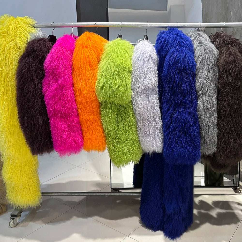 Anna Lisa Mongolia Fur Coat With Collar - La Vita Rosa