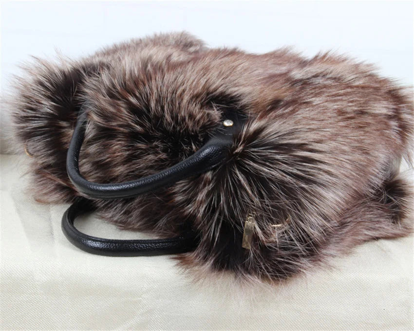 Fox Fur Luxury Tote Bag Exclusive Designer Handbag