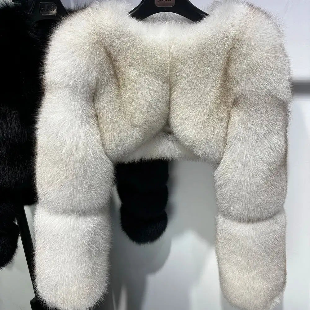 Serena Glow Cropped Fox Fur Coat