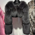 Serena Glow Cropped Fox Fur Coat