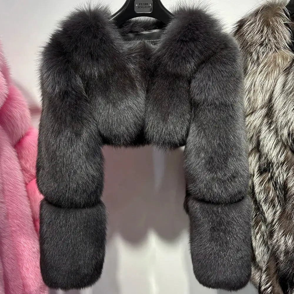 Serena Glow Cropped Fox Fur Coat