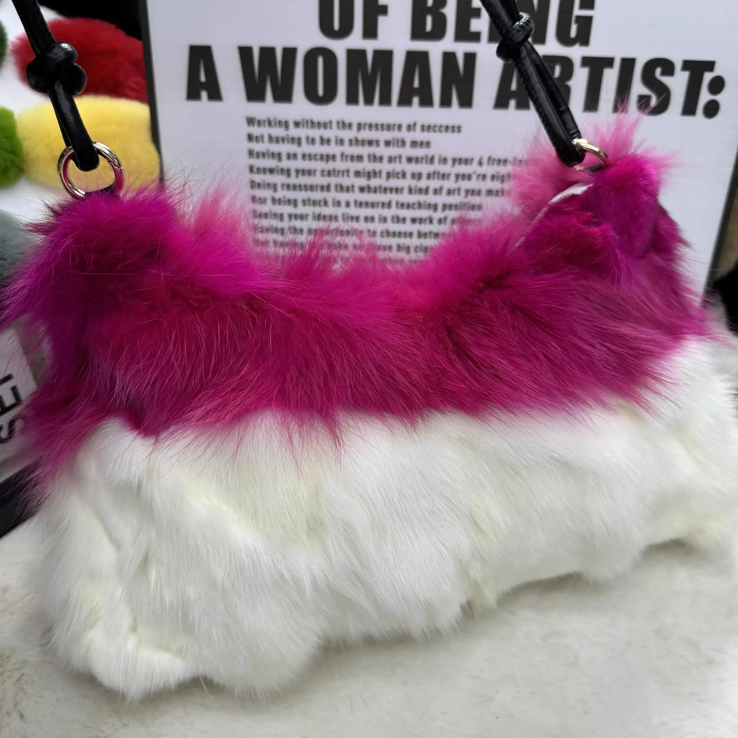 Winter Fox Fur Handbag Real Silver Fox Fur Elite