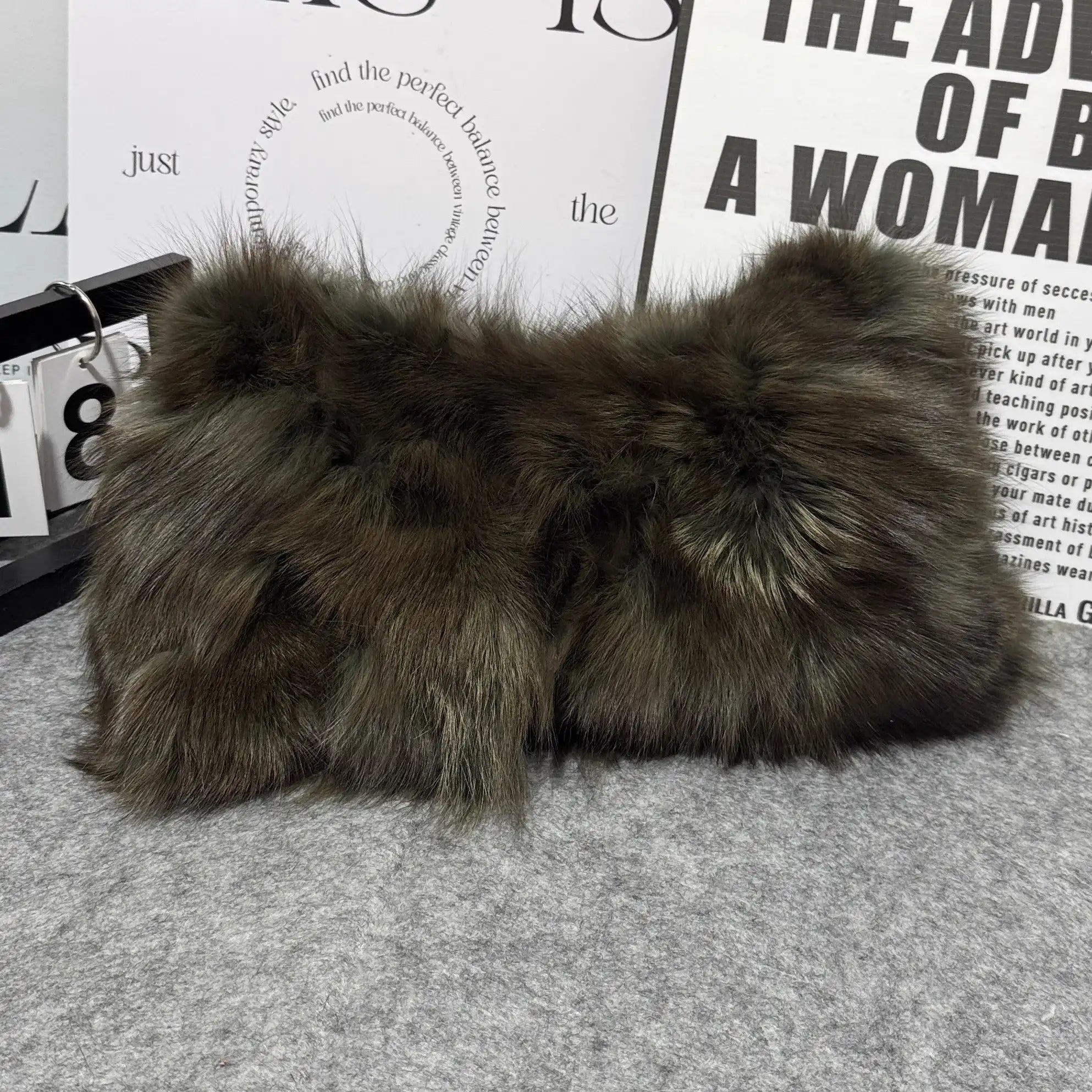 Winter Fox Fur Shoulder Bag Real Silver Fox Fur Exclusive