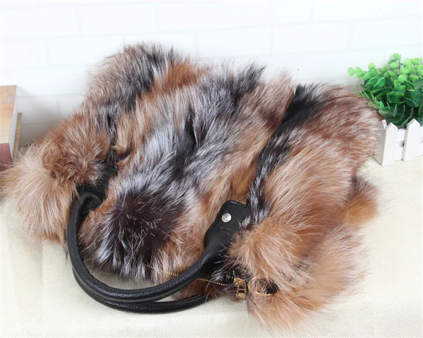 Fox Fur Crossbody Bag Designer Luxury Handbag Exclusive