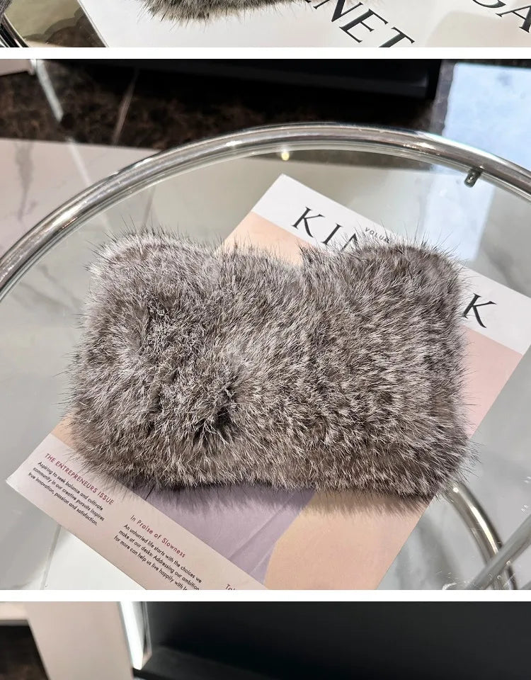 Rabbit Fur headband Knitted