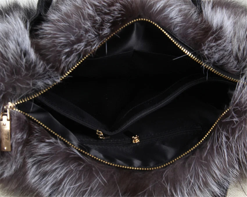 Real Fox Fur Tote Bag Designer Luxe Collection Exclusive