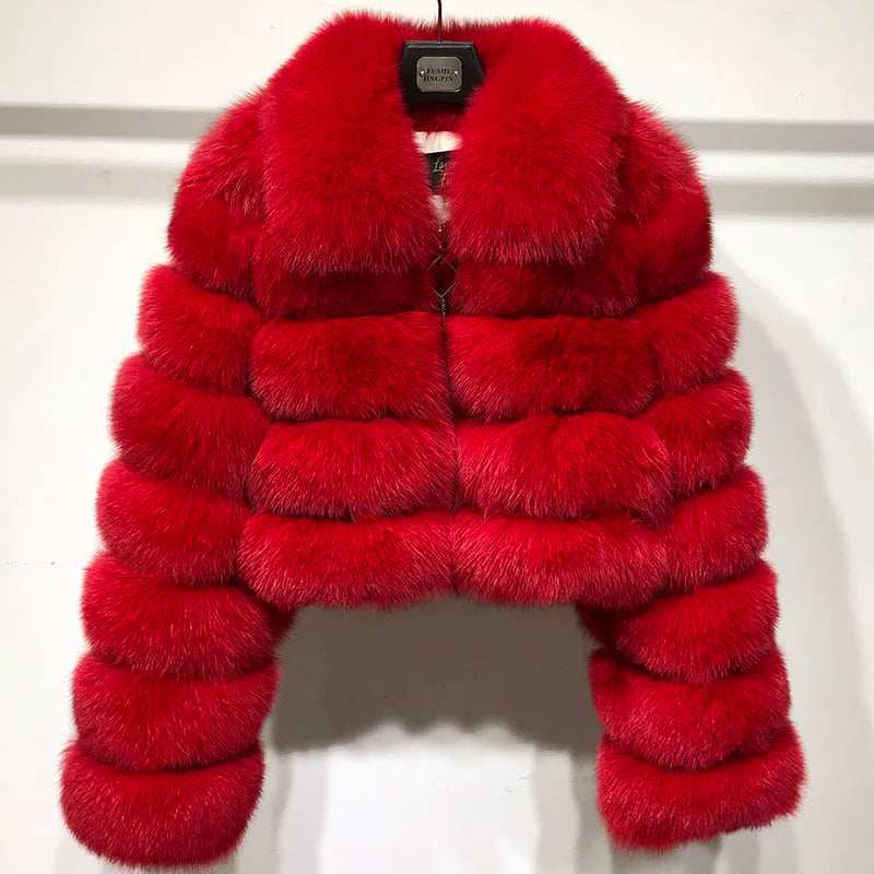 Anastasia Chic Cropped Fox Fur Coat - La Vita Rosa