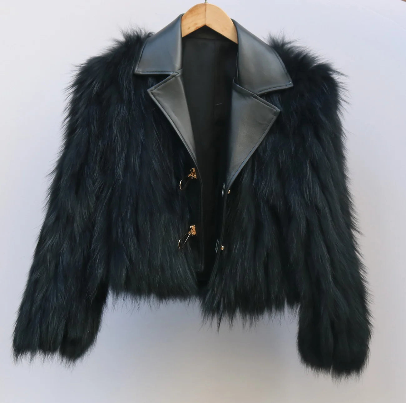 Quinn  Raccoon Fur and Genuine Leather Jacket