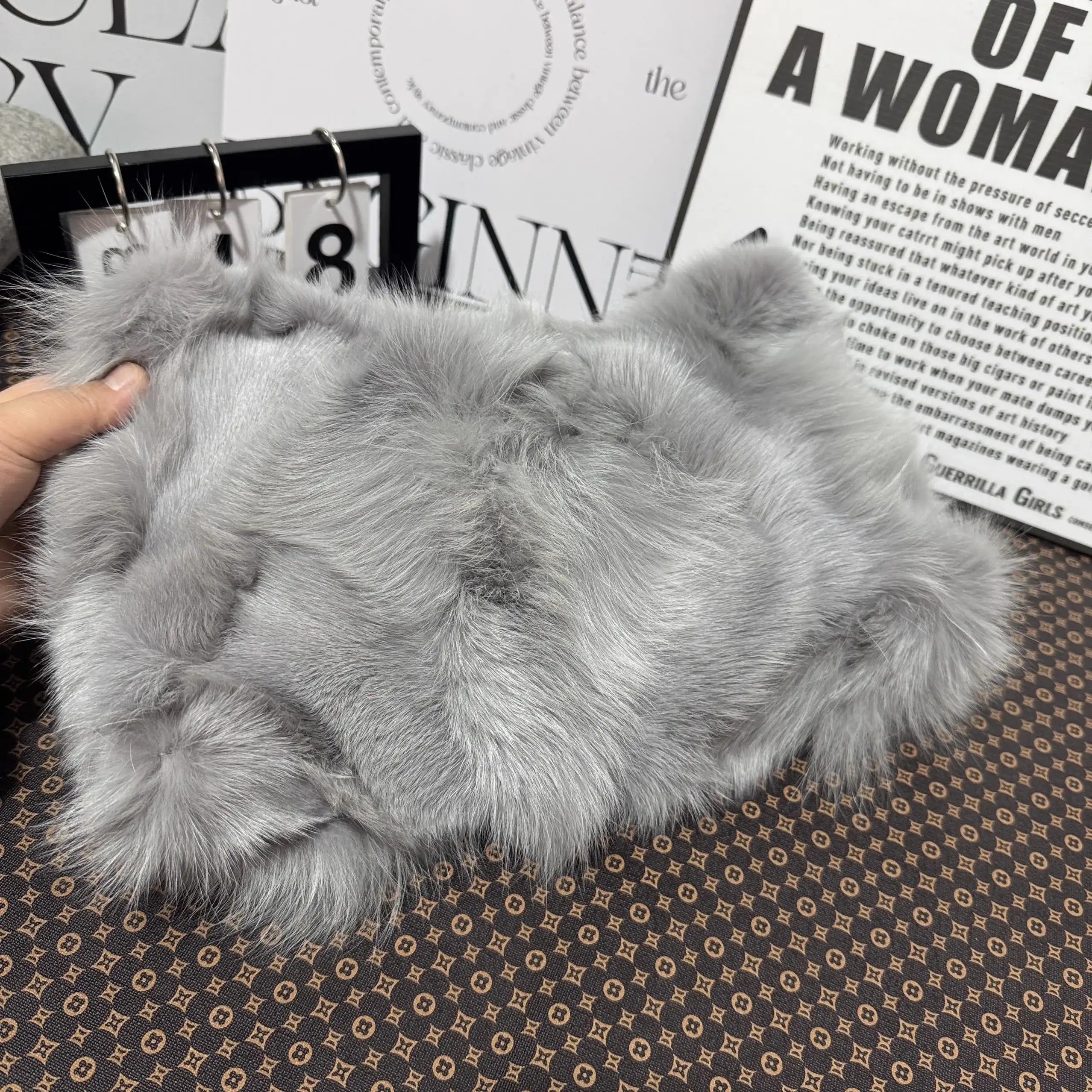 Winter Fox Fur Bag Real Silver Fox Fur Shoulder Bag Elite