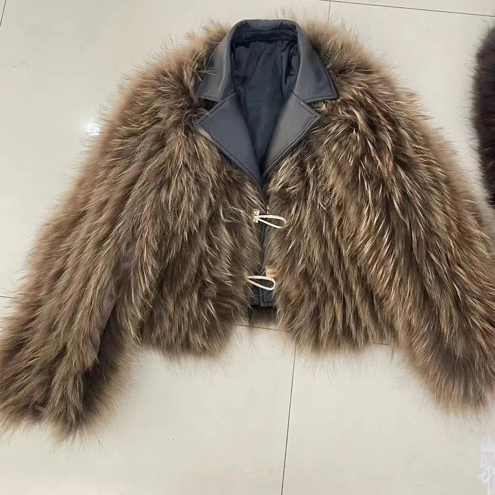 Quinn  Raccoon Fur and Genuine Leather Jacket